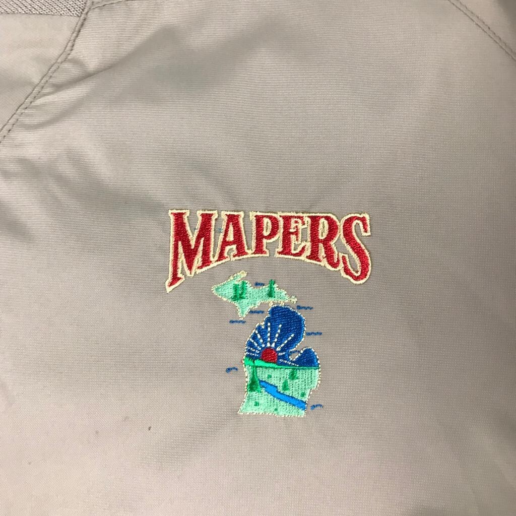 Mapers Windbreaker Mens Large Beige Pullover V-Neck Side Zip