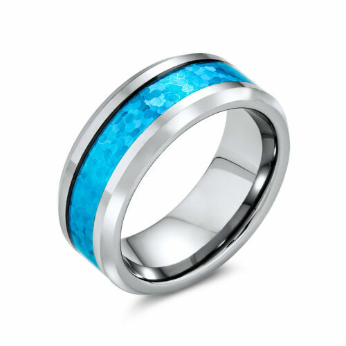 PAMTIER Men's Titanium Steel Eagle Ring – Vintage Turquoise Indian Style, Silver Tone - View #5