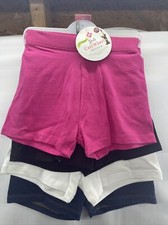 Member's Mark 4 Pack of Girls Cart Wheel Shorts Size 7/8 Solid Cotton Stretch