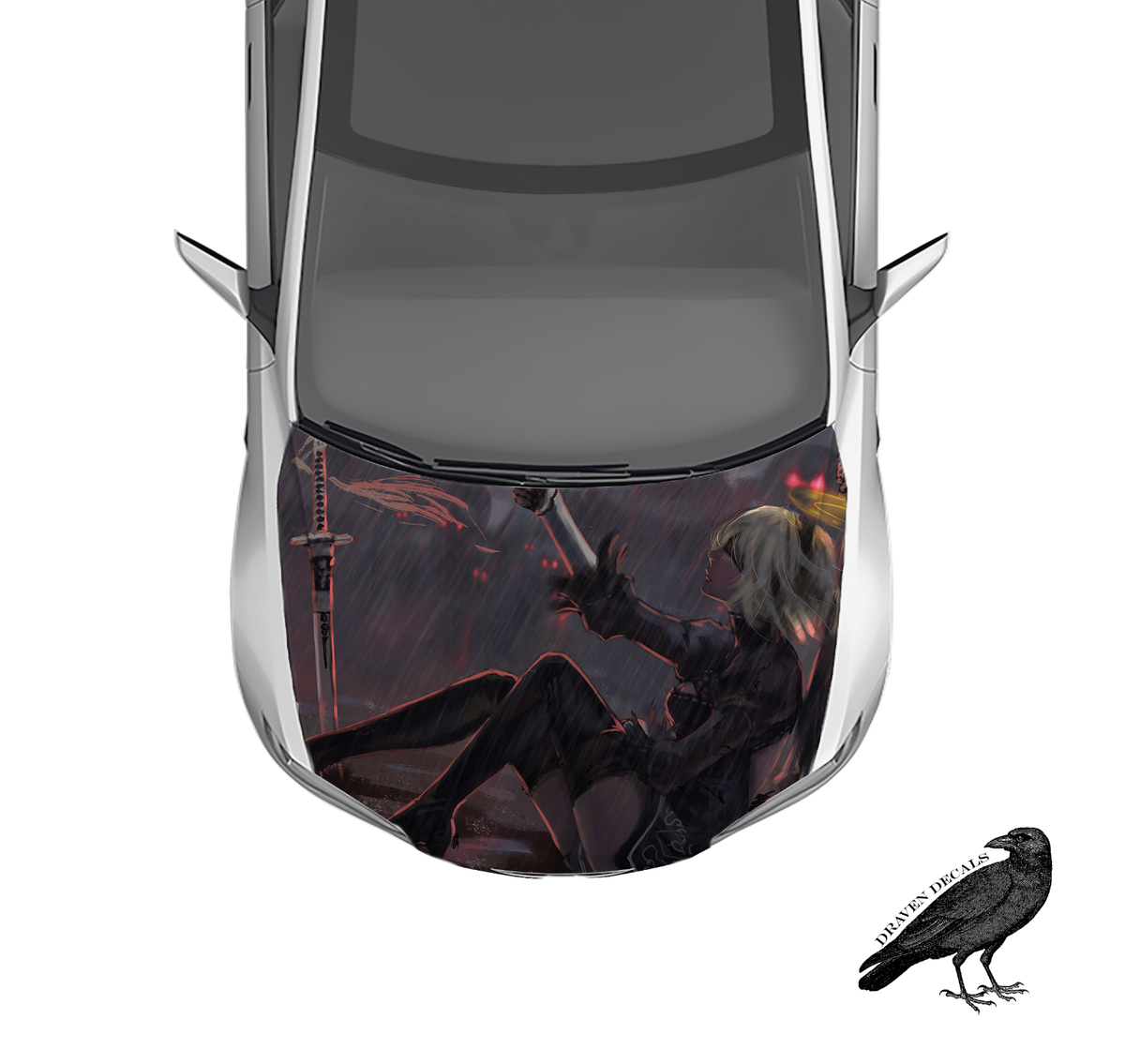 Nier Automata 2B Anime Hood Wrap V7 Weatherproof Vinyl Car Decal