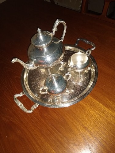 Sheridan Silverplate on Copper Tea Service 1940s-50's - Picture 5 of 9