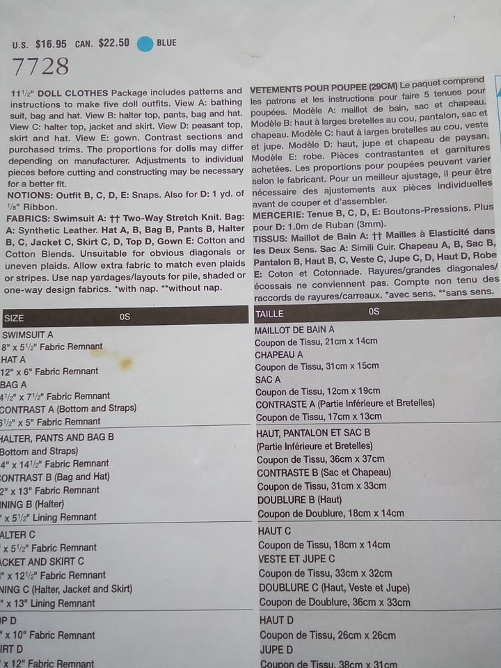 dolls clothes sewing pattern Barbie size eBay