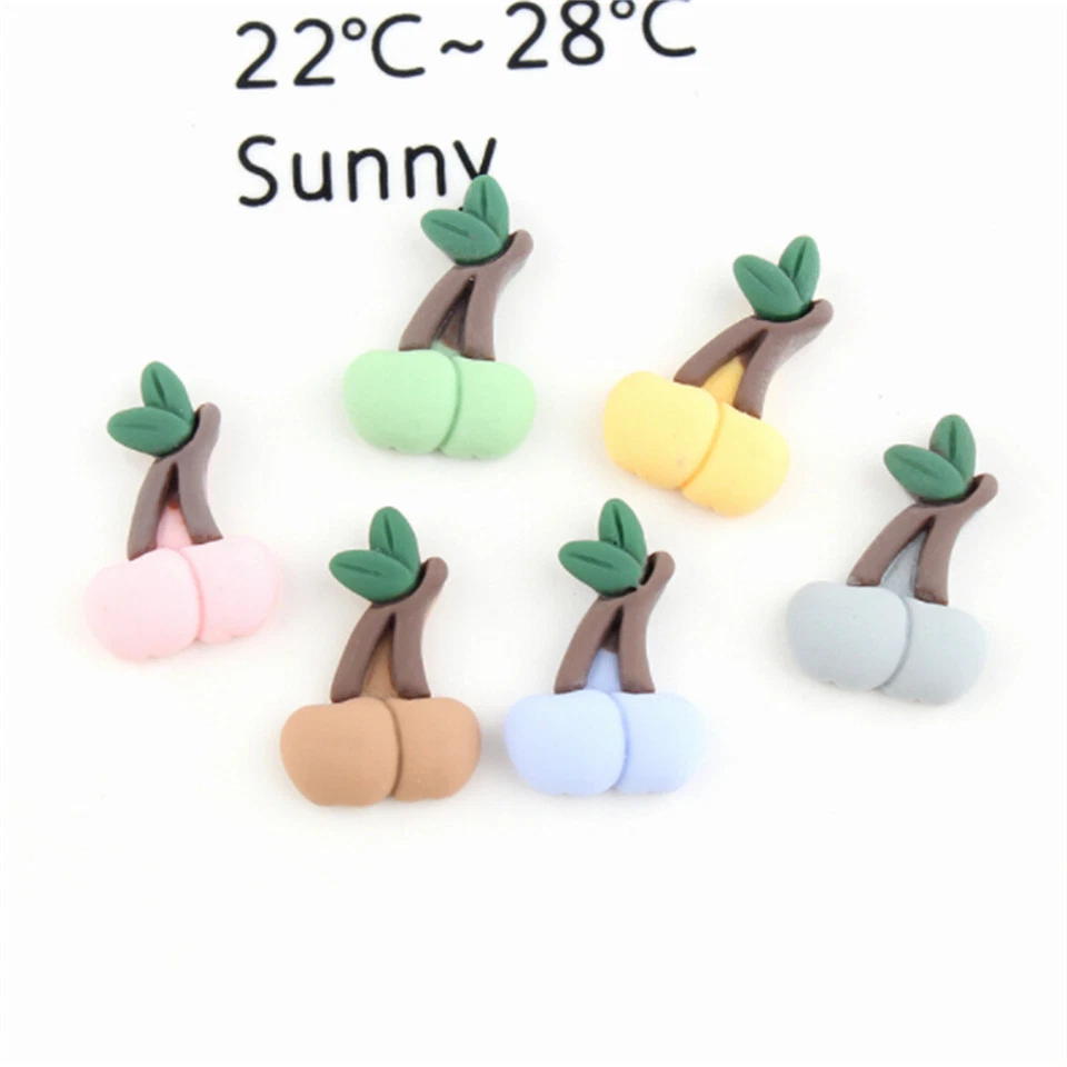 20 Mix Lot Flat Back Fruit Resin Embellishment Cherry For Crafts Decor 17*25mm - Image 3 of 4