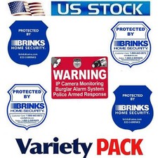 5 Home Security Sticker Decals For Windows Brinks Alarm System Cameras