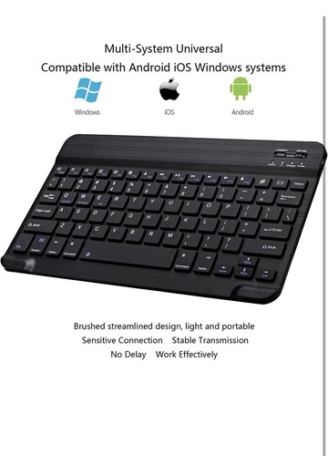 ULTRA SLIM BLUETOOTH BLACK 10” WIRELESS RECHARCHABLE KEYBOARD FOR TABLET - Picture 2 of 13