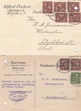 ELLEFELD, 2 x Postkarte 1922, Alfred Pöckert Mechanische Weberei