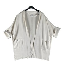 Marla Wynne Sweater Women M Beige Cardigan Kimono Sleeve Jacket Split Side Heavy