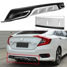 FITS 2016-2020 HONDA CIVIC SEDAN SPORT STYLE BLACK & SILVER REAR BUMPER DIFFUSER