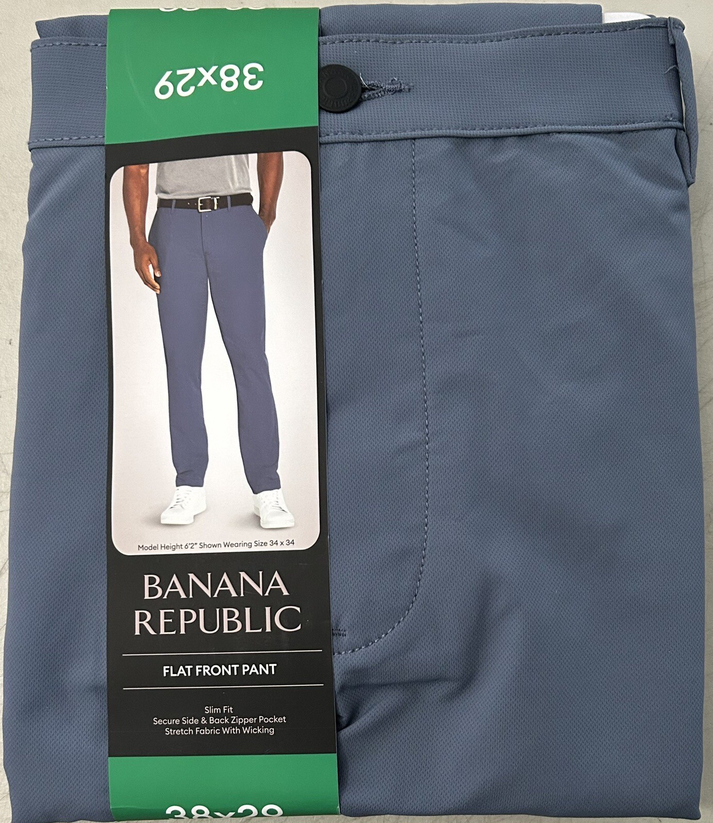 Banana Republic Men's Flat Front Pant. Slim Fit. Stretch Fabric With