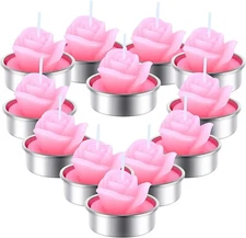 Tea Lights Candles - 12 Pack Pink Candle Scented Rose Small Candle Handmade USA