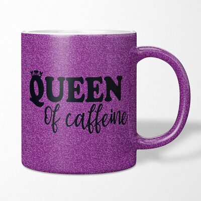 JUNIWORDS Glitzer Tasse  ''Queen of caffeine'' Kaffee Queen Prinz Prinzessin