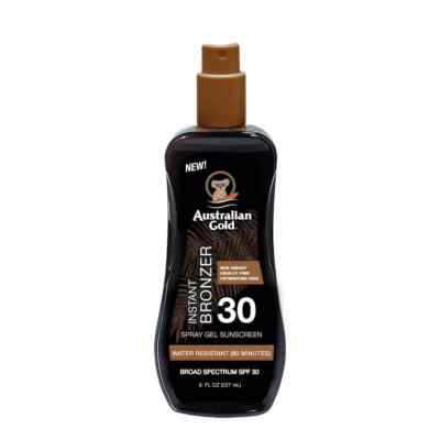 SM Australian Gold Spray Gel Sunscreen with Instant Bronzer SPF 30, 8oz (3 Pack)