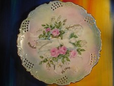 Nikolai & Valentina 1943 Russian Orthodox Handpainted Wedding Plate w/ Doves