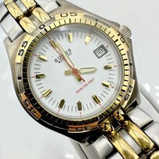 Vintage GUESS Watch Mens Silver Tone Classic Waterpro White Dial 7 New Battery