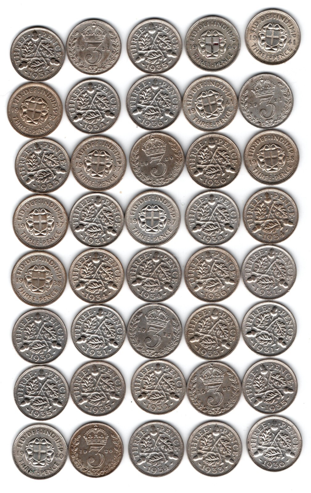 Job Lot of 40 Silver (.500) Threepence coins (Multibuy postage discount) eBay