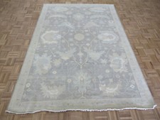 6'3 x 9 Hand Knotted White Wash Gray Turkish Oushak Oriental Rug G12007
