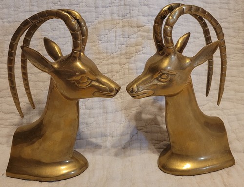 Vintage Mid Century Antilope Gazelle Messing Buchstützen - Bild 1 von 15