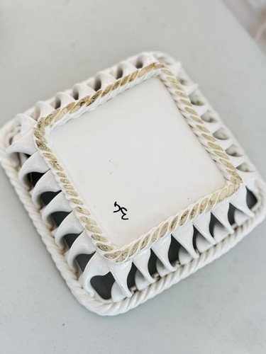 Servizio piatti vintage motivo fragola ciotole ceramica Cottagecore quadrato LEGGI - Foto 2 di 10