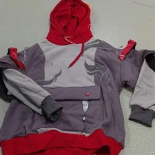 Red Grey Hoodie with Paw Gloves