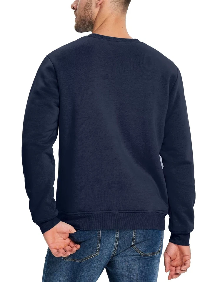 Мужские повседневные толстовки шерпа с подкладкой зимние теплые флисовые пуловер рубашки с круглым вырезом - Изображение 3 из 4