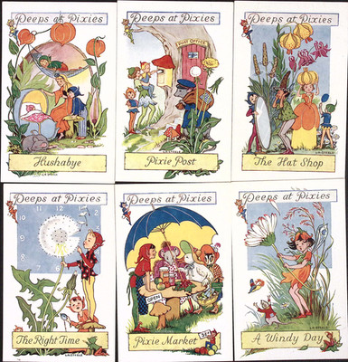 Peeps at Pixies Fantasy Fairies in Forest Mice A/S L.R. Steele Postcard SET of 6