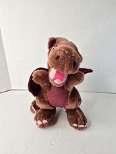 Vintage 1983 Dakin Red Dragon Plush Burgundy 9" Stuffed Animal Mythical Fantasy