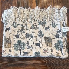Creative Co-op 40"L x 30"W Cotton Baby Blanket w/ Cottage Pattern & Fringe