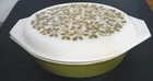 Vintage 70's Pyrex: #045 Olive Green Casserole Dish 2 1/2 Qt, Pyrex Lid 945-C