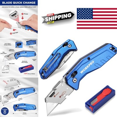 Heavy Duty Box Cutter with Quick Change Blade and Belt Clip for Easy Carry