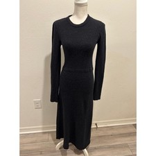 Zara Knit Womens Long Sleeve Pullover Sweater Dress Small Crewneck Black Pull On