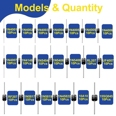 20Values Diodes Kit Rectifier Schottky Diode Assortment 1N4001 1N4002 1N4003 1N4