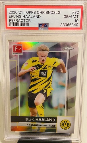 Erling Haaland 2020-21 Topps Chrome Bundesliga Refractor, PSA 10 ⚽️🔥🎨