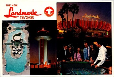 Las Vegas Nevada Landmark Hotel Casino Night View Continental Postcard A346