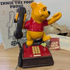 Vintage Disney Winnie The Pooh Bear Push Button Home Telephone 1970s Phone w Box