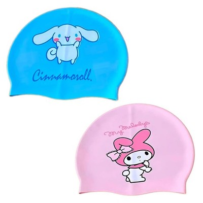 Sanrio Kids Swim Cap Silicone Cinnamoroll My Melody Waterproof Stretch to Fit