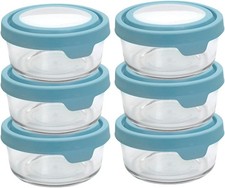 Anchor Hocking 2 Cup Glass Storage Containers with Lids, Set of 6 Glass Food ...