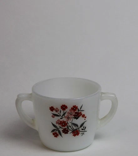 VTG 60s Anchor Hocking Fire-King Primrose 2 Handle Sugar Bowl Milk Glass NO LID