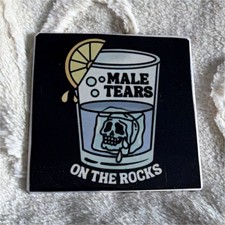 Male Tears On The Rocks Skull Humor Ceramic Coaster 1 Piece