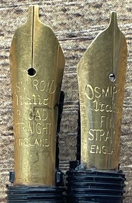 Osmiroid Italic Road & Fine Straight Nib England Set of 2