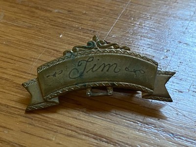 Jim or Tim Brass Toy Pinback Vintage Button LA-93