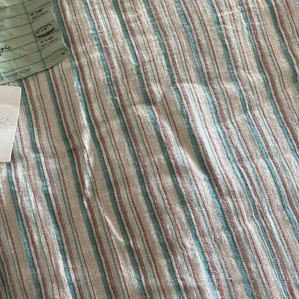 Anthropologie Rectangle Tablecloth 72”x90” Cotton Linen Blend Stripes Cream NWT - Image 4 of 4