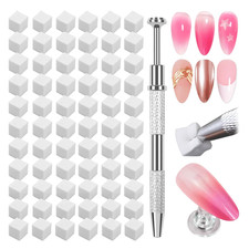 150 PCS Soft Nail Sponges for Ombre and Aura with Grabbing Pen Nail Art Brushes