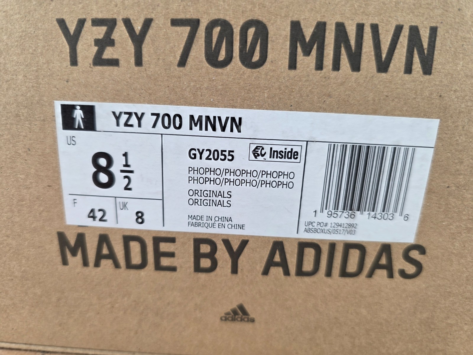 Adidas Yeezy Boost 700 MNVN Laceless Phosphor 2022 Mens Size 8.5 (GY2055) thumbnail 13