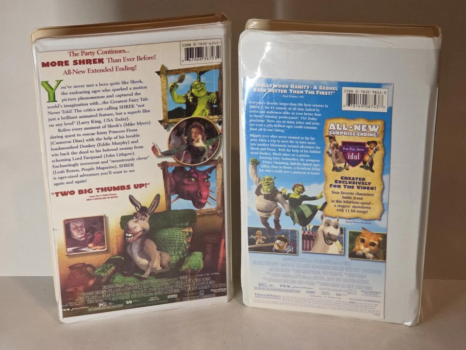 Shrek 1 and 2 VHS Lot DreamWorks - Image 2 of 3