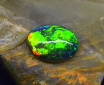 6.7 Carats Fully Greenish Fire Black Opal Cabochon Gemstone For Making Jewelry
