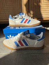 Adidas Indoor Super Spzl Uk Size 9 White With Blue And Red Stripes