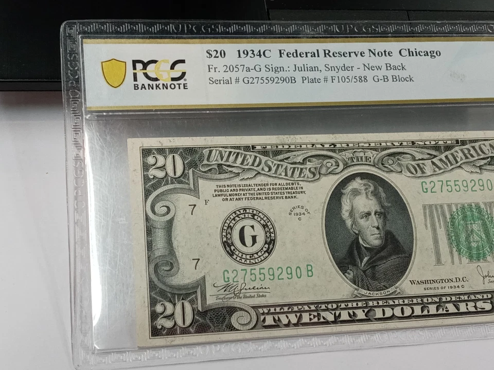 1934-C $20 Federal Reserve Note Chicago New Back Fr. 2057a-G PCGS 64 Choice UNC - Image 2 of 4