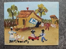 PETI CLEMENTS American/Alabama Primitive Artist Black Americana Oil Painting