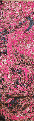 Artistic Modern Abstract Oriental 10 ft Runner Pink Wool/ Silk Handmade Rug 3x10