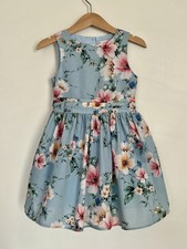 Girls Next Blue Floral summer party Dress lined tulle underskirt size 2-3 years